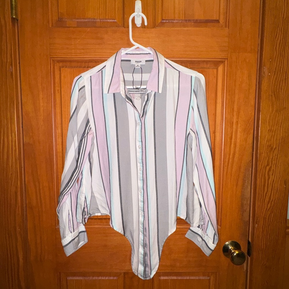 Multi-colored Striped Button-Up - Kensie